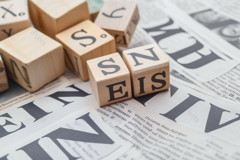 一堆木头木粒字方块放在报纸上,高清,摄影图,摄影图片,图片大全,摄影图免费下载